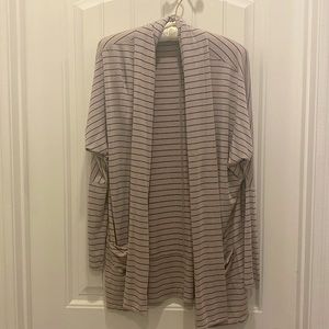Prana jacket. Stone/grey black pinstripes. Runs larger than size - like medium.